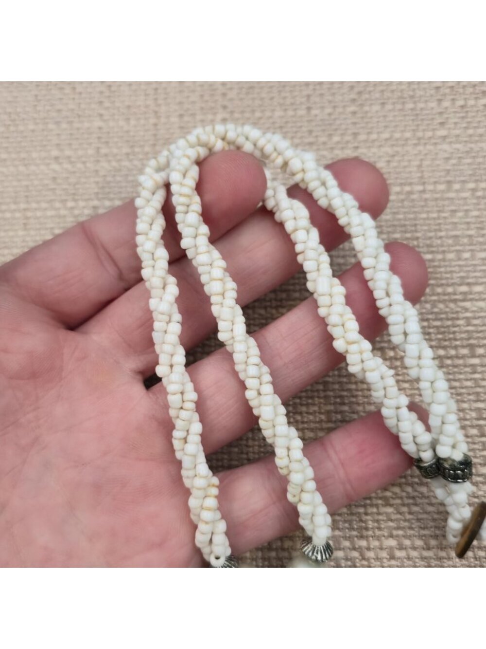 18 Inch Braided Seed Bead Large Jasper Pendant Necklace B1238 - Picture 5 of 8